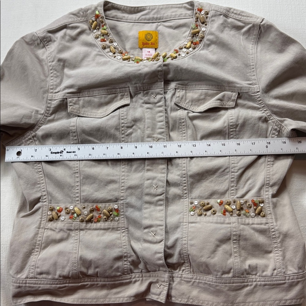 Ruby Rd. Cream Embellished Jean Jacket - Picture 4 of 7